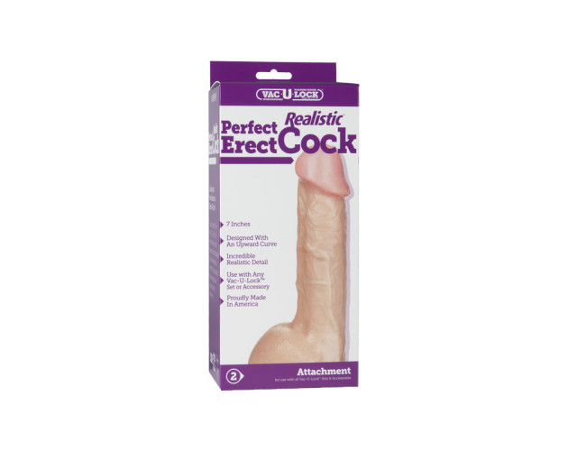 Vac-U-Lock Perfect Erect Real Cock Wht