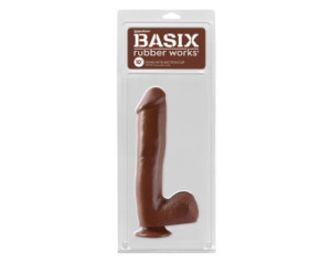 PD Basix 10in Dong Balls & Suction Brn