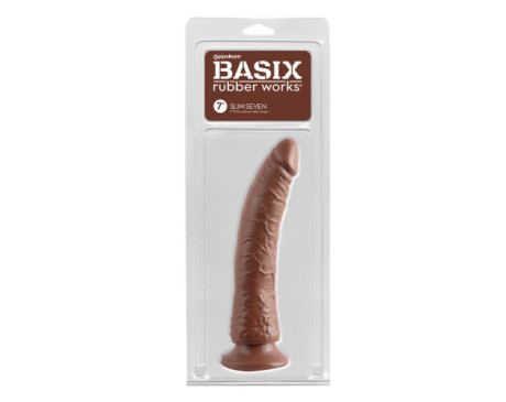 PD Basix Slim 7in Dildo w/Suction Brown