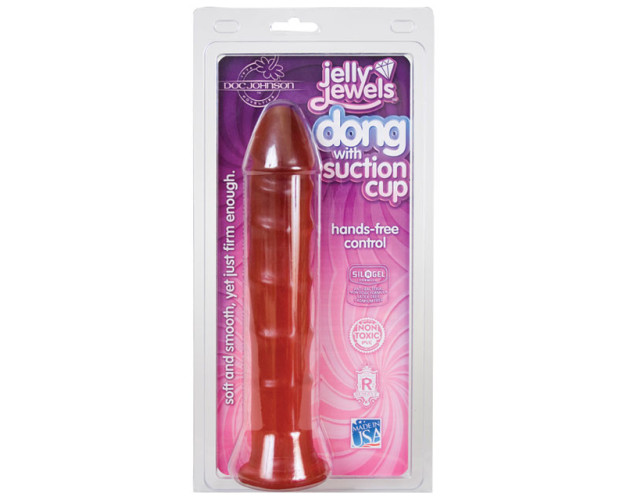 Jelly Jewel Dong W/ Suction Cup (Ruby)