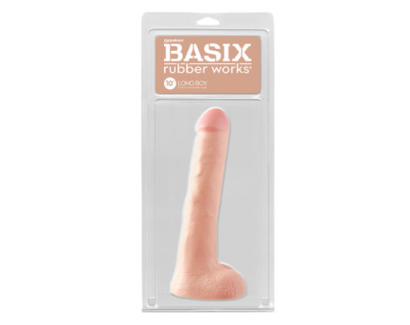 PD Basix Long Boy 10in Dildo Balls Beige