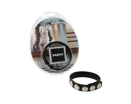 M2M Leather Cock Ring - 5 Snaps (Black)