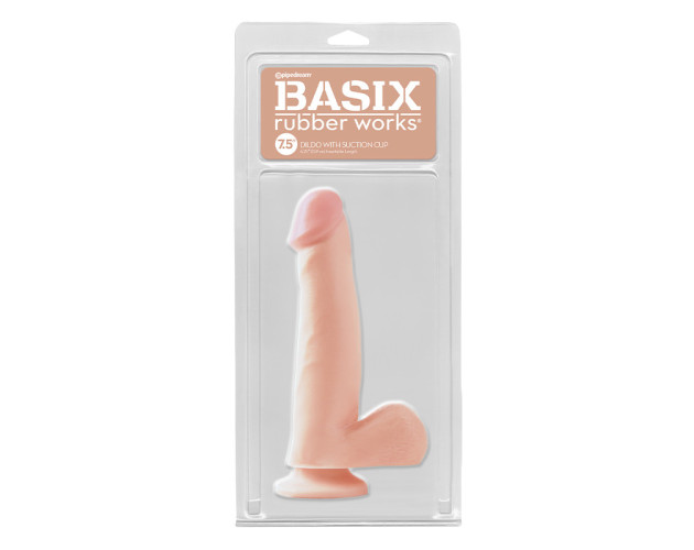 PD Basix 7.5in Dildo Balls Suction Beige