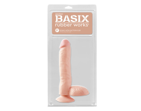 PD Basix 9in Dong Balls & Suction Beige