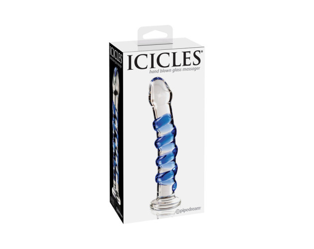 Icicles No.5 7in Glass Dildo Blue/Clear