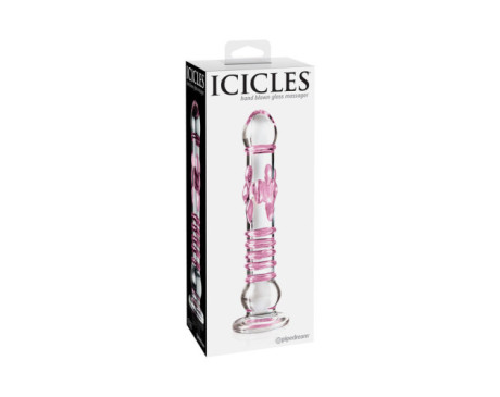 Icicles No.6 8.5in Glass Dildo Pink/Clear