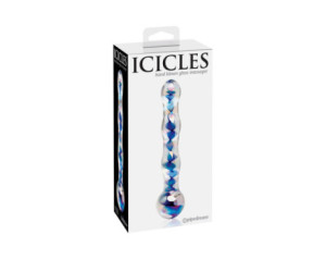 Icicles No.8 7in Glass Dildo Blue/Clear