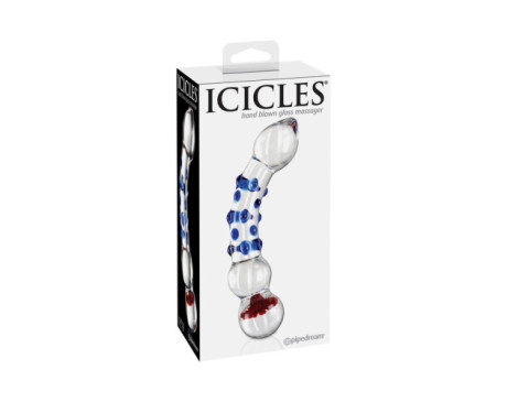 Icicles No.18 7.5in Glass Dildo BlueRedClr