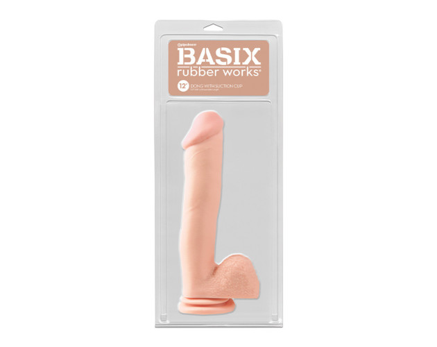 PD Basix 12in Dong Balls & Suction Beige