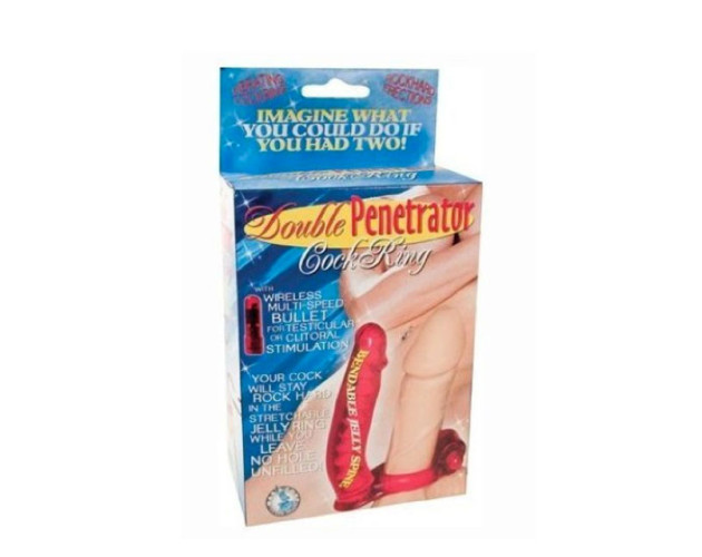 Double Penetrator Rabbit Cock Ring (Red)