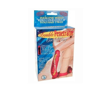 Double Penetrator Rabbit Cock Ring (Red)