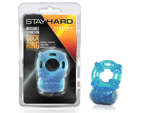 Stay Hard Reusable 5Func Vibr C-ring Blu