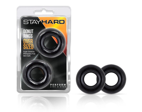 Stay Hard Donut Rings Oversized 2pk Blk