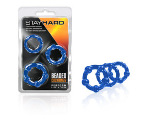 Stay Hard Beaded Cockrings 3pc Set Blue