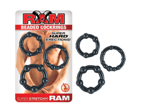 Ram Beaded Cockrings (Black)