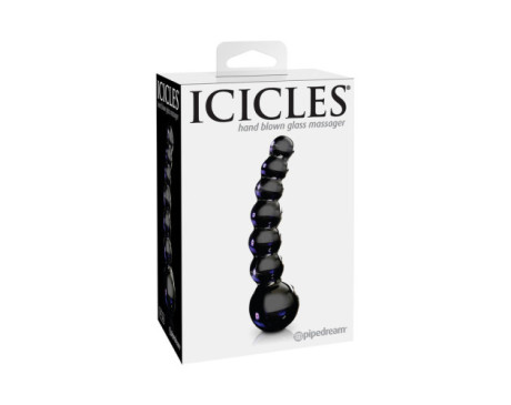 Icicles No.66 4.75in Glass Dildo Black