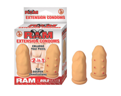 Ram Penis Extension Condoms (White)