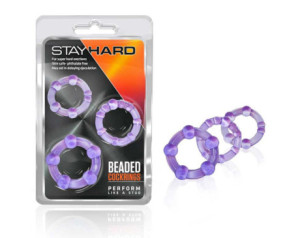 Stay Hard Beaded Cockrings 3pc Set Pur