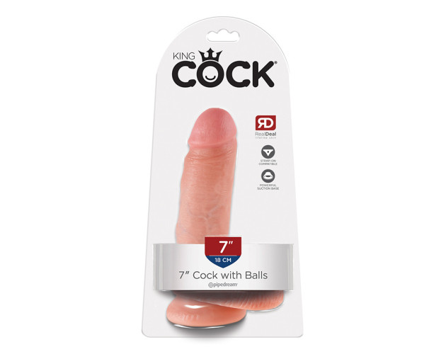 King Cock 7in Cock w/ Balls Beige