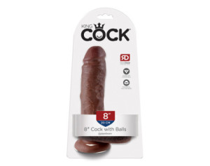 King Cock 8in Cock w/ Balls Brown