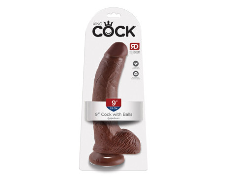 King Cock 9in Cock w/ Balls Brown