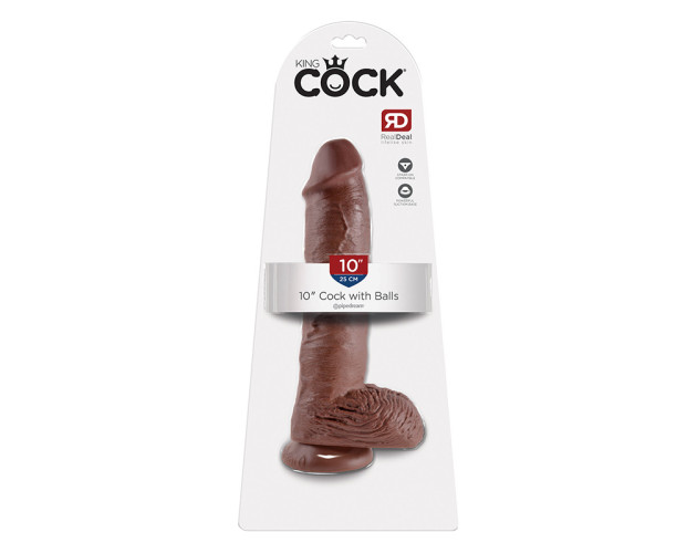 King Cock 10in Cock w/ Balls Brown