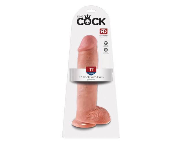 King Cock 11in Cock w/ Balls Beige