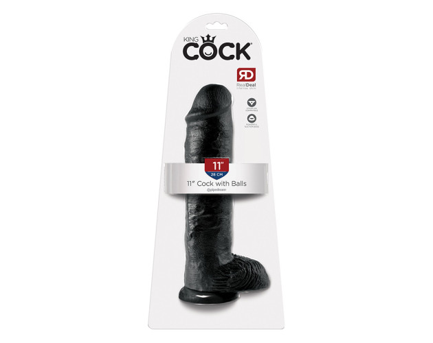 King Cock 11in Cock w/ Balls Black