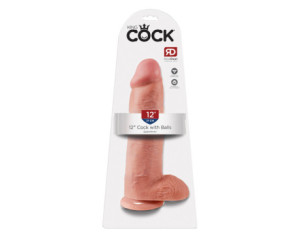 King Cock 12in Cock w/ Balls Beige