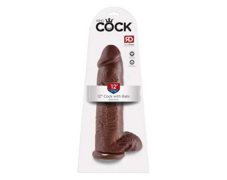 King Cock 12in Cock w/ Balls Brown