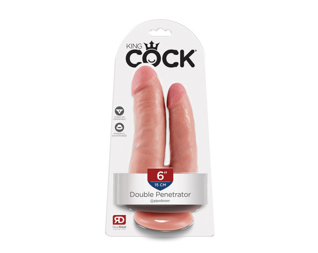 King Cock Double Penetrator 6in Beige