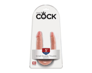 King Cock Double Trouble 5in Beige Small