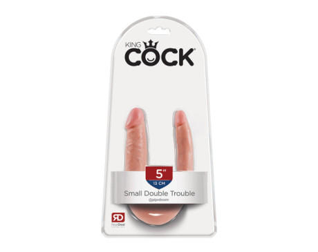 King Cock Double Trouble 5in Beige Small