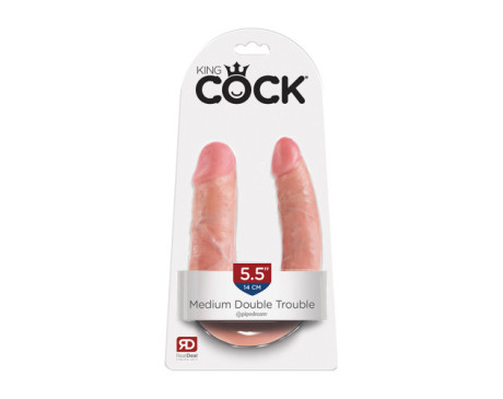 King Cock Double Trouble 5.5in Beige Med