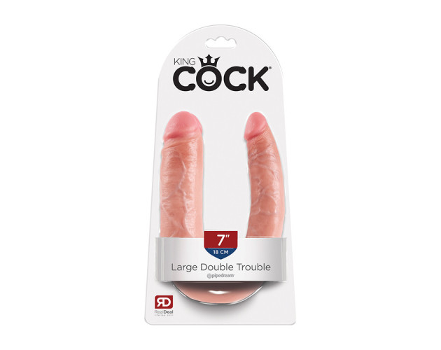 King Cock Double Trouble 7in Beige Large