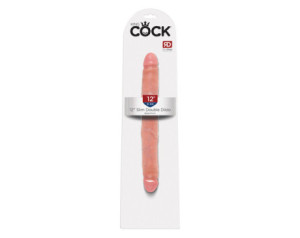 King Cock 12in Slim Double Dildo Beige