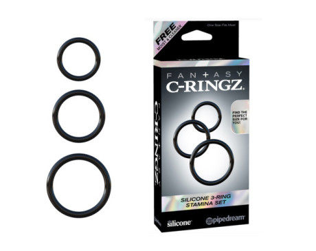 FCR Silicone 3-Ring Stamina Set Black