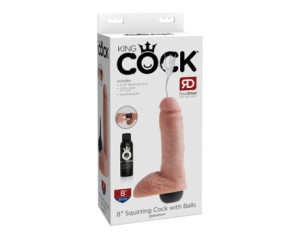 King Cock 8in Squirting Cock Balls Beige