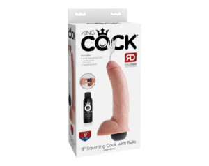 King Cock 9in Squirting Cock Balls Beige