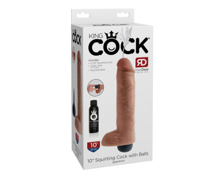 King Cock 10in Squirting Cock Balls Beig