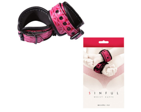 Sinful Vinyl Wrist Cuffs Pink