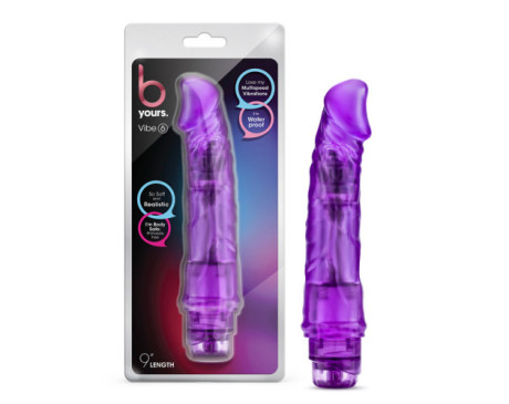 B Yours Vibe 6 Dildo 9.25in Vibr Purple