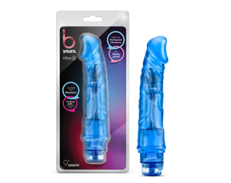 B Yours Vibe 6 Dildo 9.25in Vibr Blue