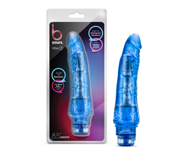 B Yours Vibe 7 Dildo 8.75in Vibr Blue