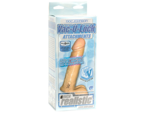 Vac-U-Lock 6in Realistic Cock White