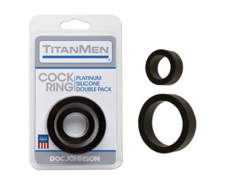 Titanmen Cock Ring Silicone Double Pk-Bk