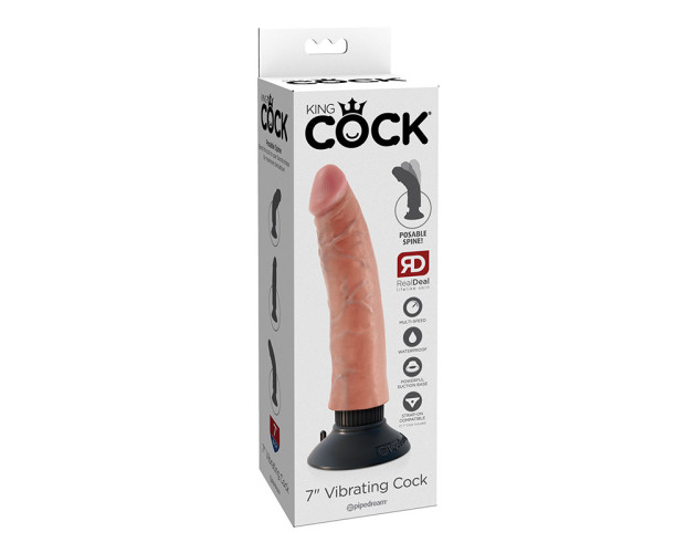 King Cock 7in Vibrating Cock Beige