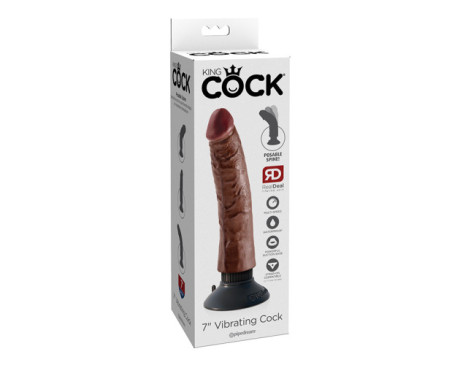 King Cock 7in Vibrating Cock Brown