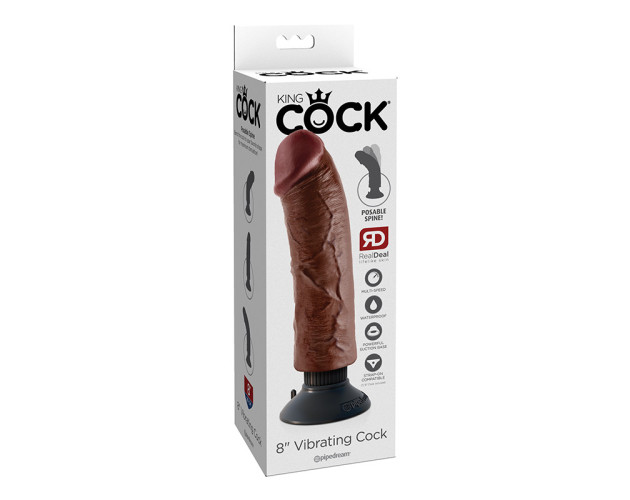 King Cock 8in Vibrating Cock Brown