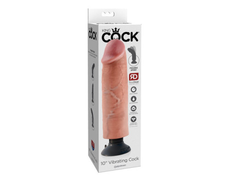 King Cock 10in Vibrating Cock Beige